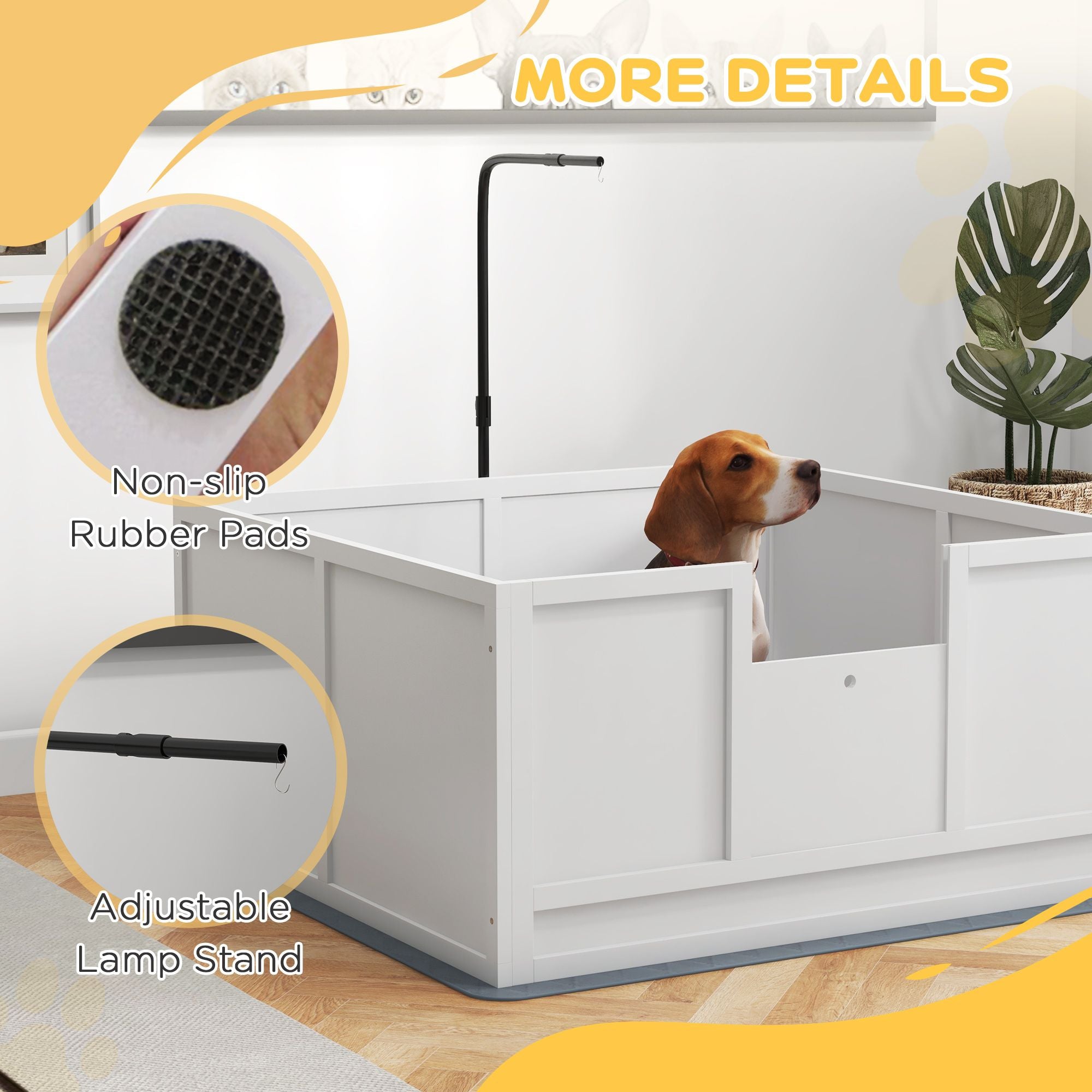 Puppy Whelping Box with Adjustable Door Pee Pad Pig Rail for Breeds Small to Large 41x39