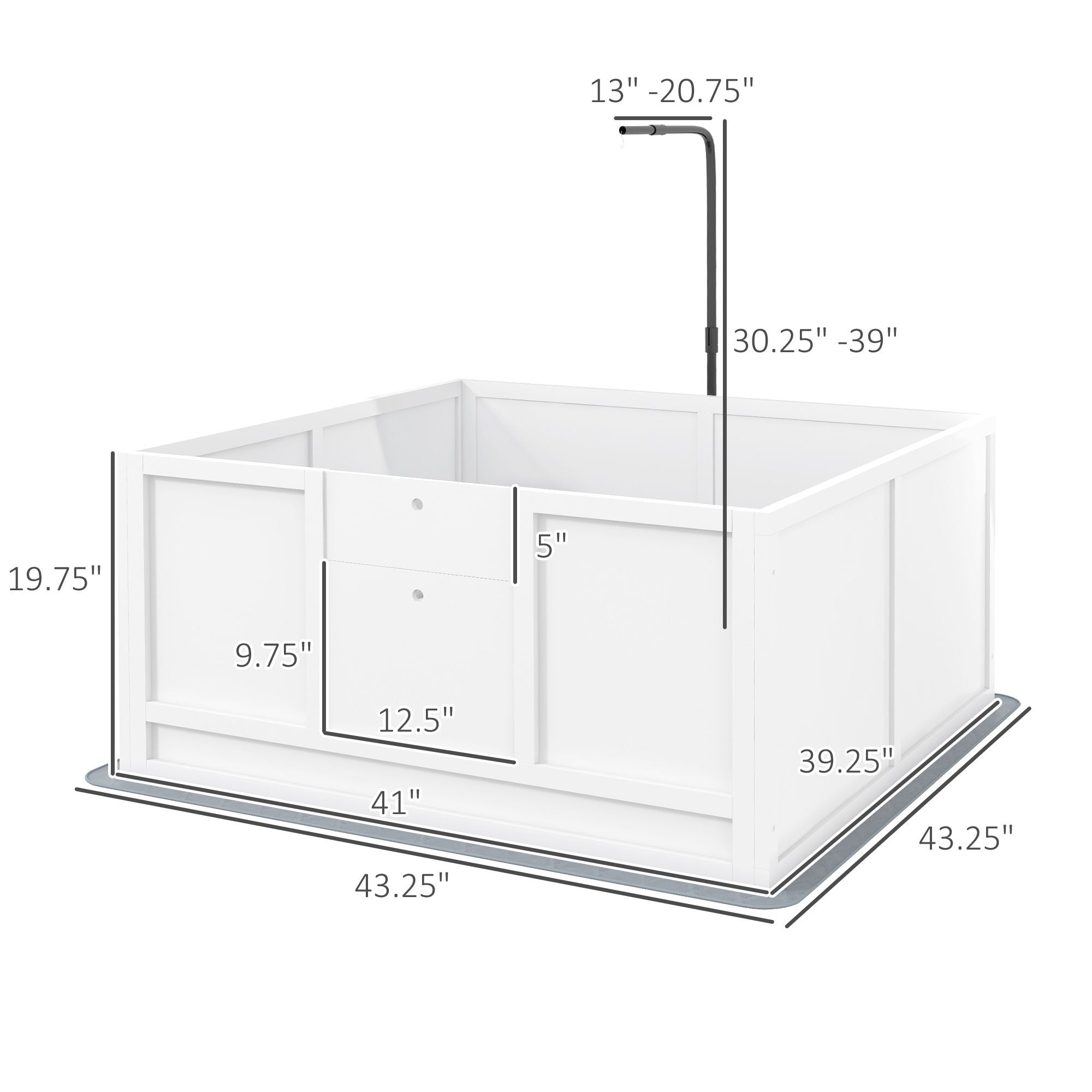 Puppy Whelping Box with Adjustable Door Pee Pad Pig Rail for Breeds Small to Large 41x39