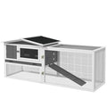 Outdoor Rabbit Cage - 2-Level Bunny Hutch with Detachable Run & water-ready Roof