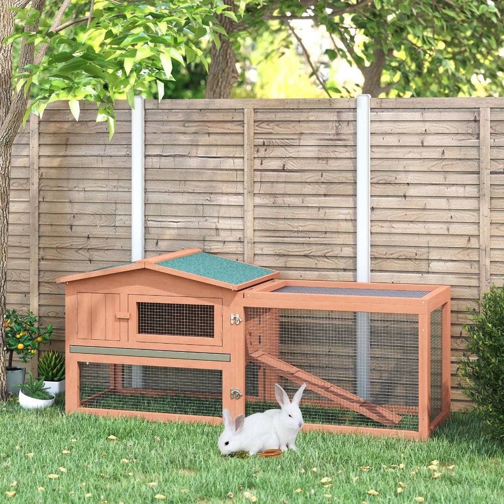 62" furniture-style Outdoor Rabbit Hutch with Detachable Run & Elevated Main House