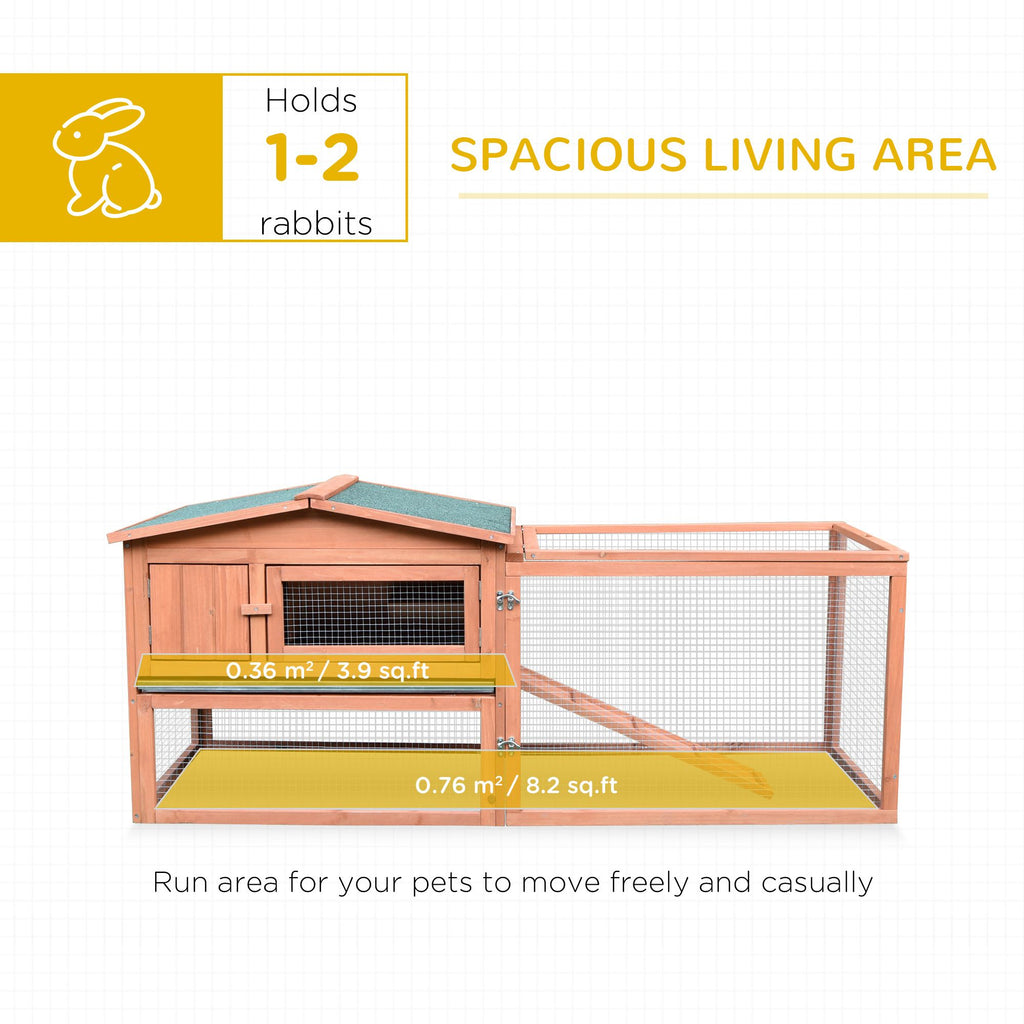 62" furniture-style Outdoor Rabbit Hutch with Detachable Run & Elevated Main House