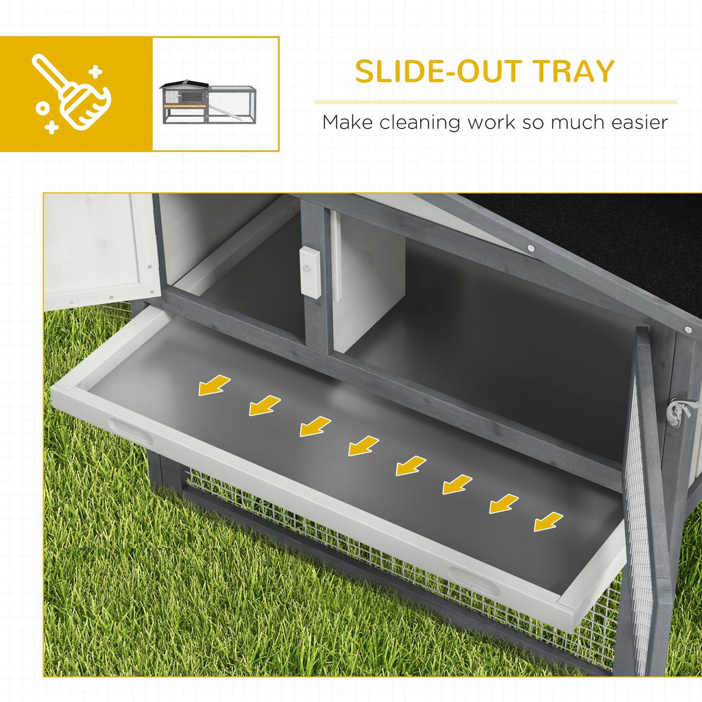 Spacious Outdoor Rabbit Hutch with Asphalt Roof & Safe Paint