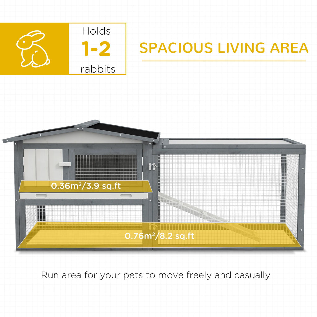 Spacious Outdoor Rabbit Hutch with Asphalt Roof & Safe Paint