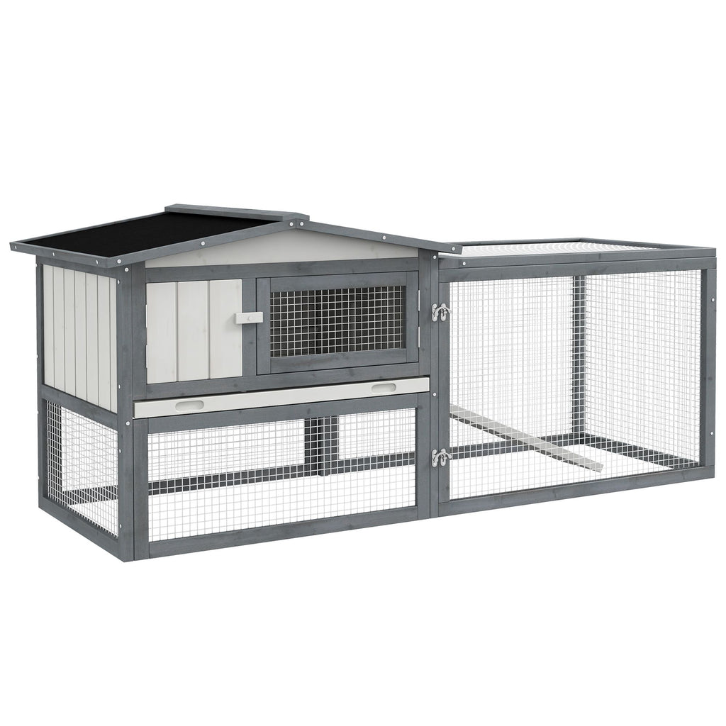 Spacious Outdoor Rabbit Hutch with Asphalt Roof & Safe Paint