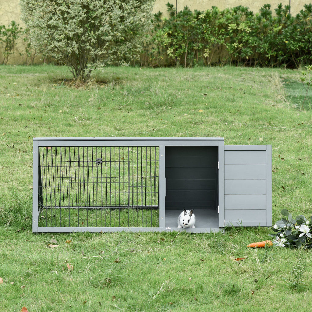 Portable furniture-style Rabbit Hutch with Outdoor Run and Ventilated Wire Enclosure