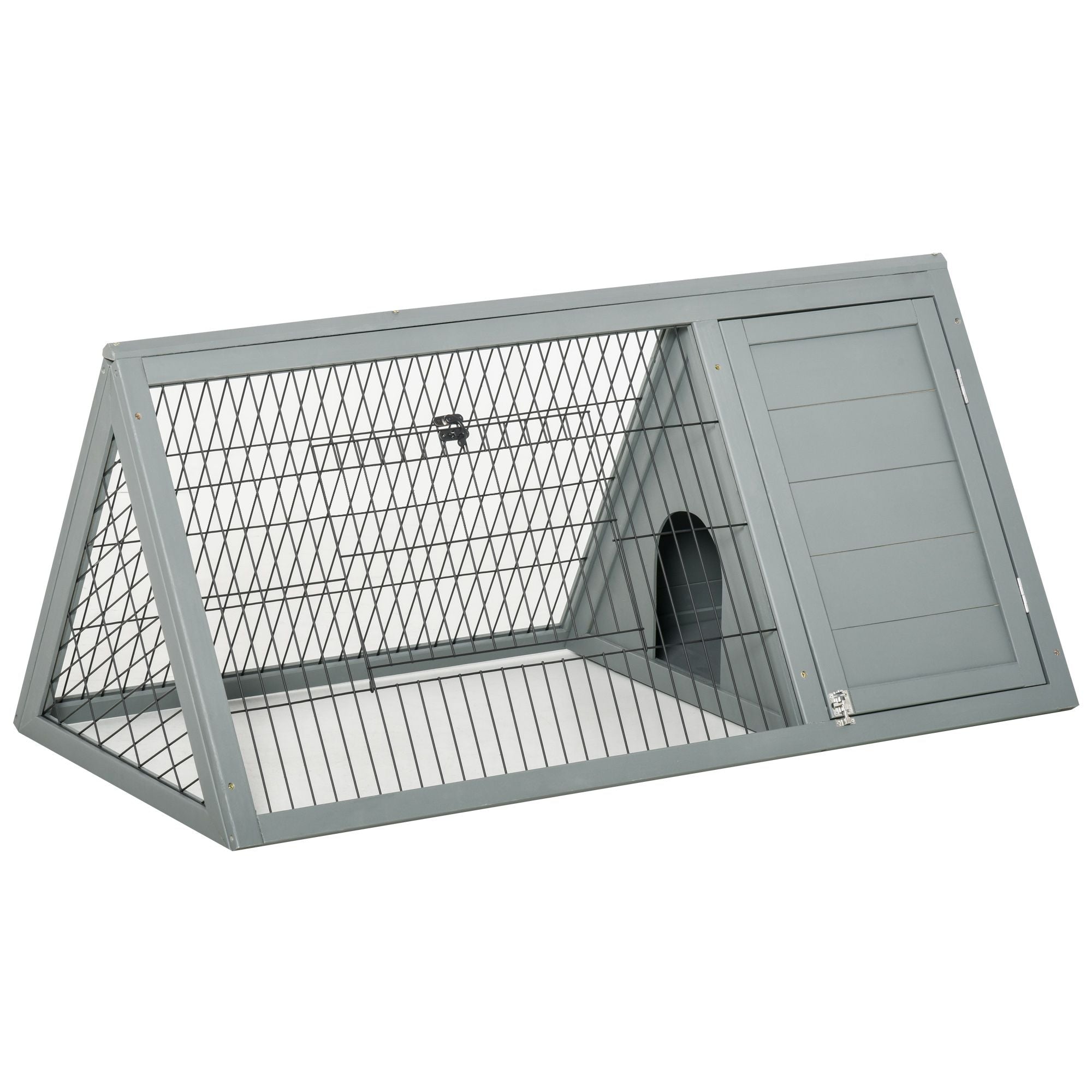 Portable furniture-style Rabbit Hutch with Outdoor Run and Ventilated Wire Enclosure