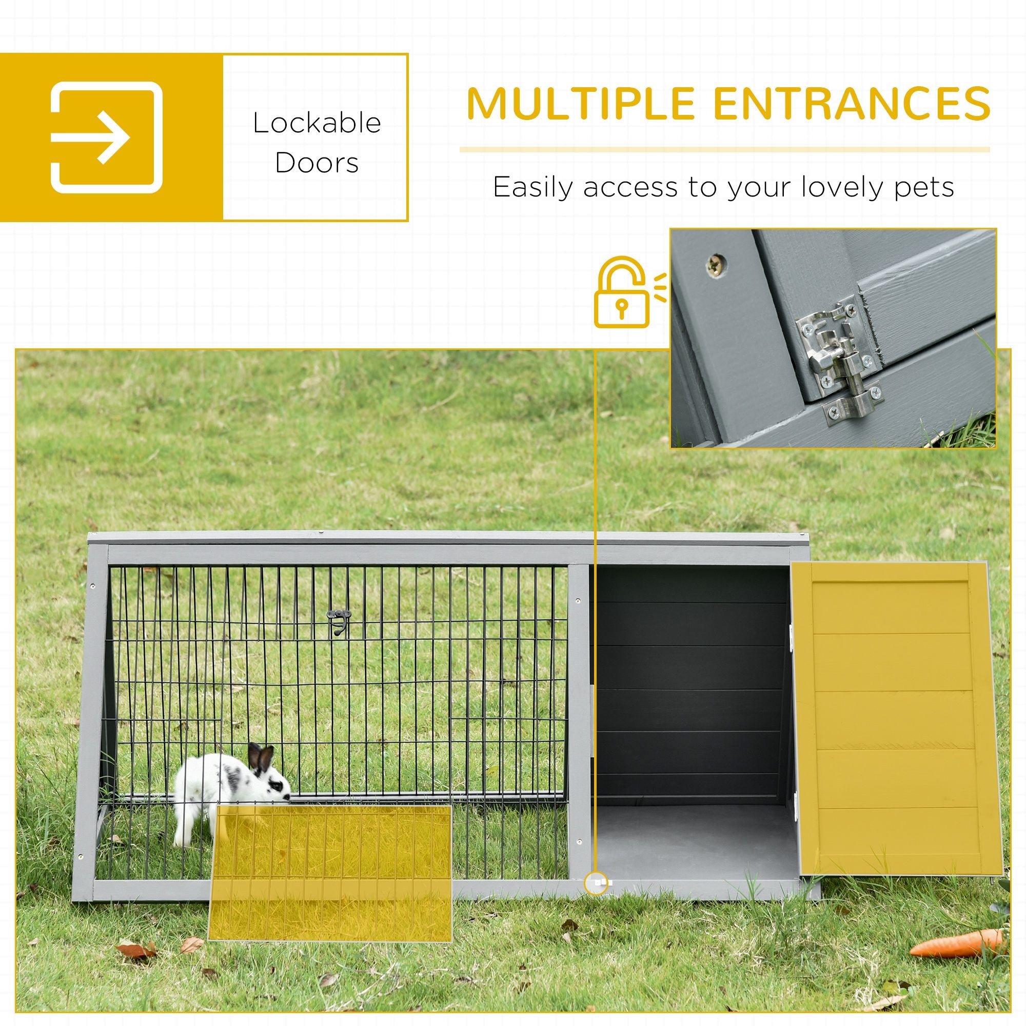 Portable furniture-style Rabbit Hutch with Outdoor Run and Ventilated Wire Enclosure
