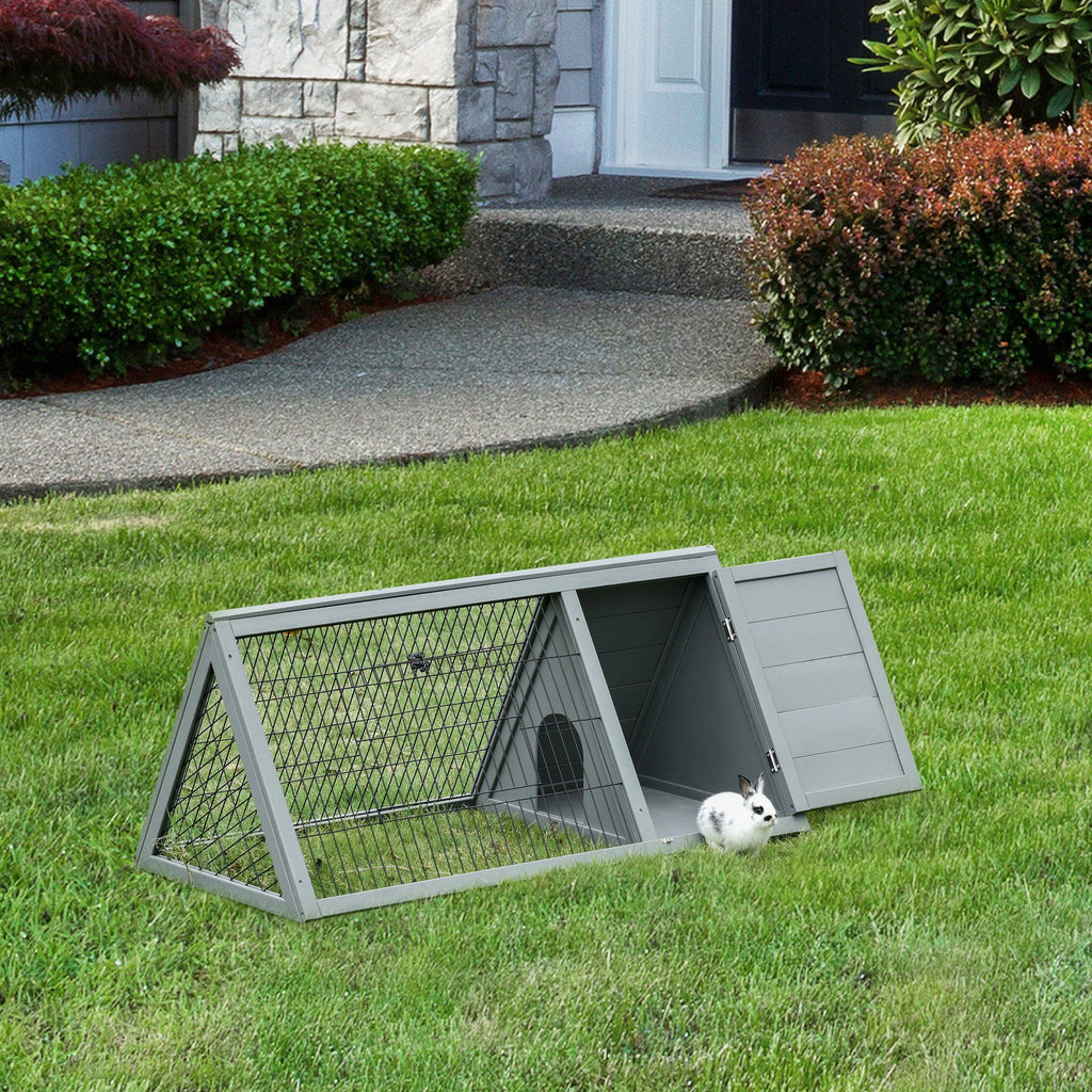 Portable furniture-style Rabbit Hutch with Outdoor Run and Ventilated Wire Enclosure