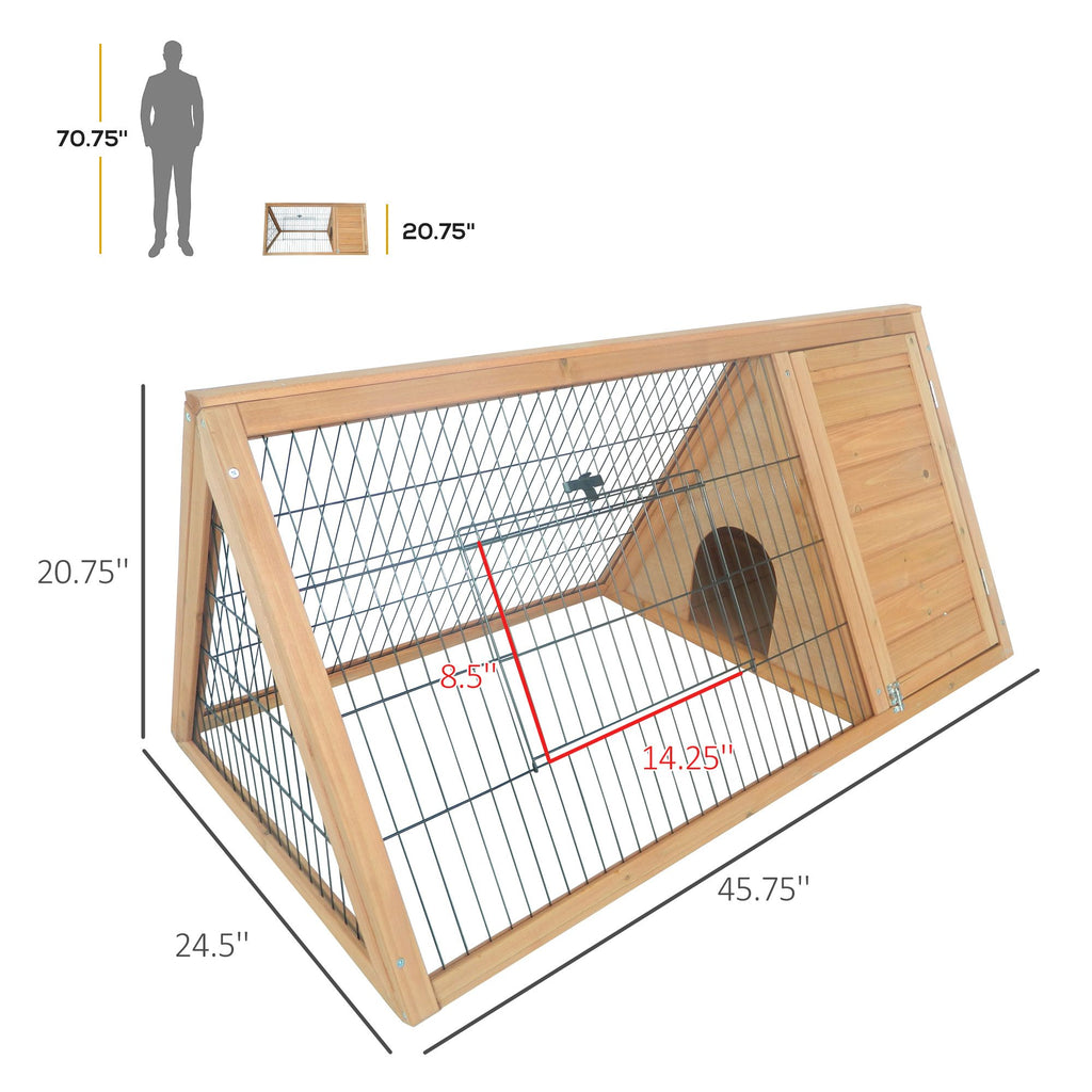 furniture-style A-Frame Rabbit Hutch with Outdoor Run & Wire Enclosure