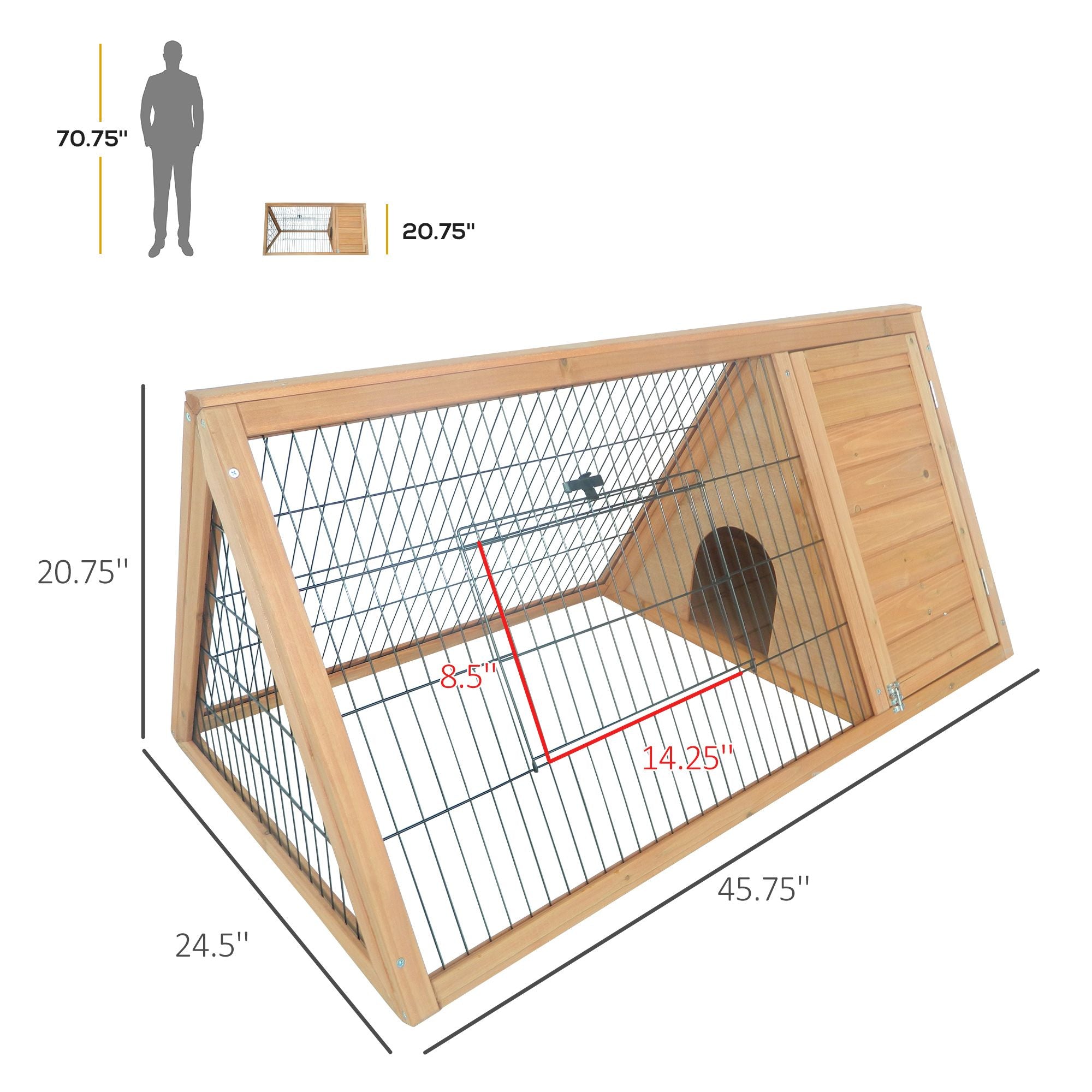 furniture-style A-Frame Rabbit Hutch with Outdoor Run & Wire Enclosure