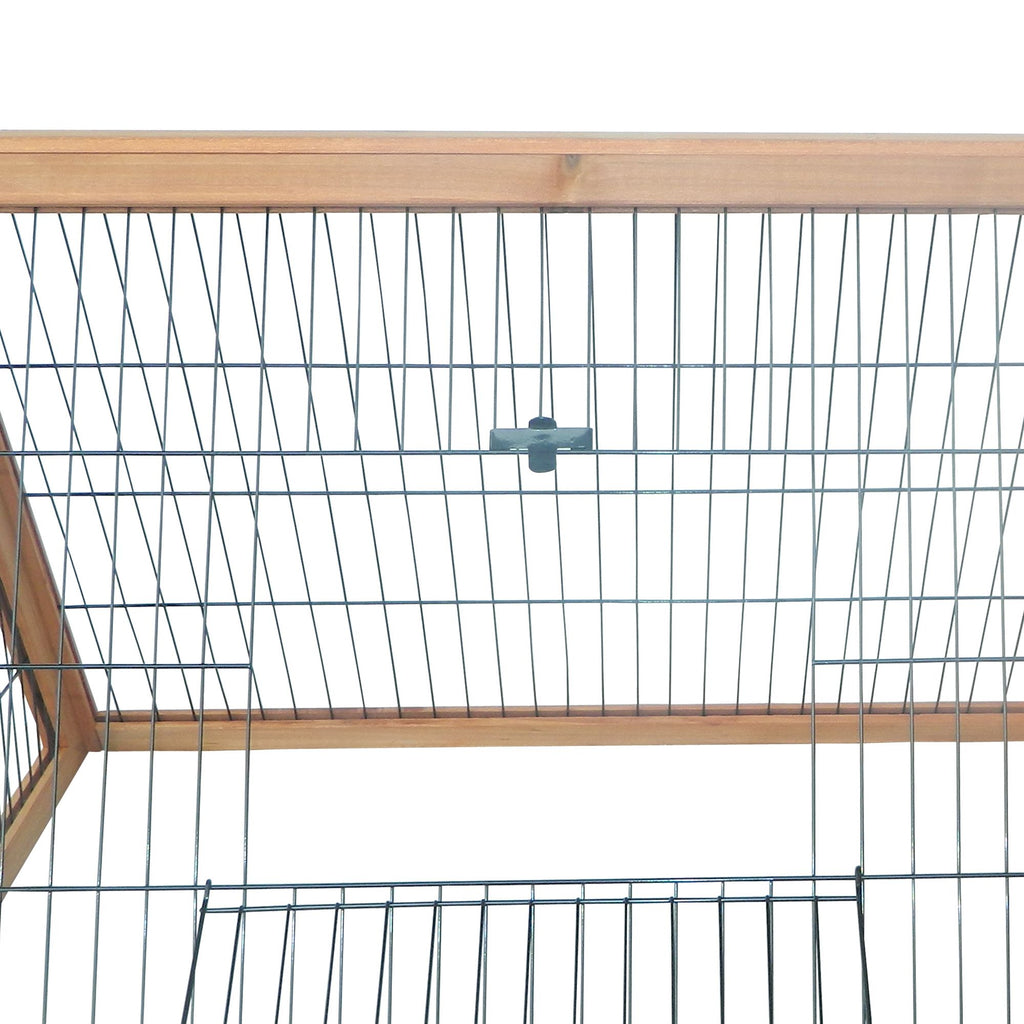 furniture-style A-Frame Rabbit Hutch with Outdoor Run & Wire Enclosure