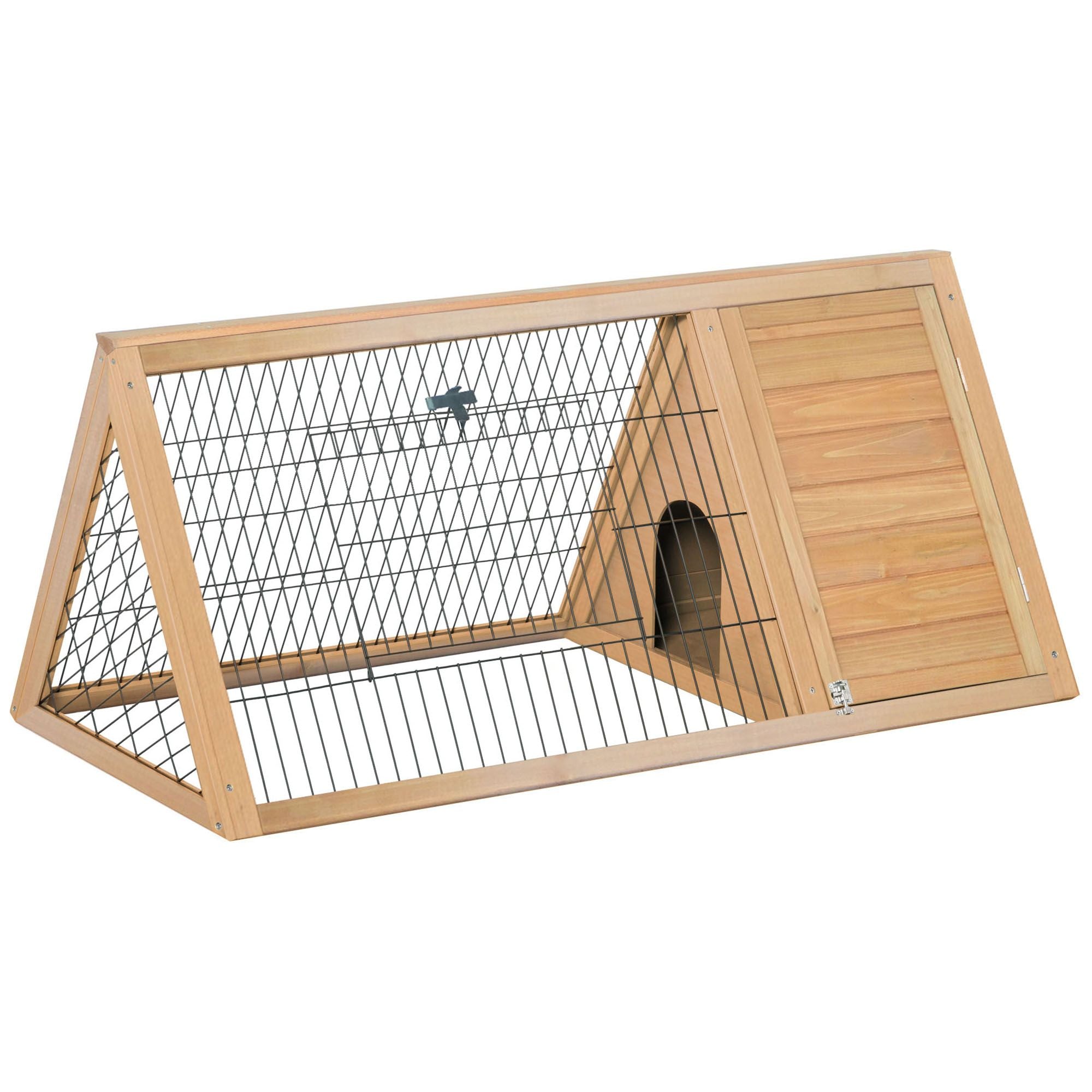 furniture-style A-Frame Rabbit Hutch with Outdoor Run & Wire Enclosure