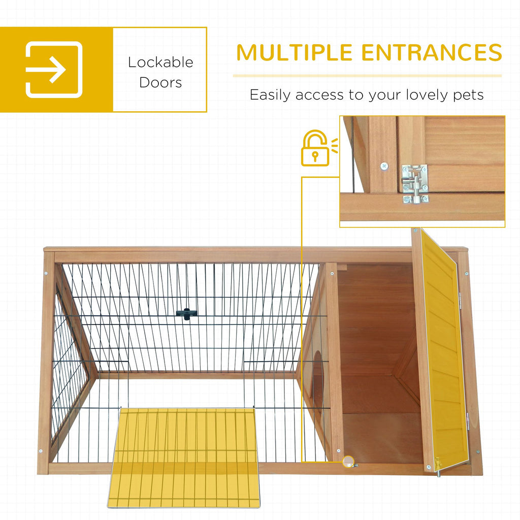 furniture-style A-Frame Rabbit Hutch with Outdoor Run & Wire Enclosure
