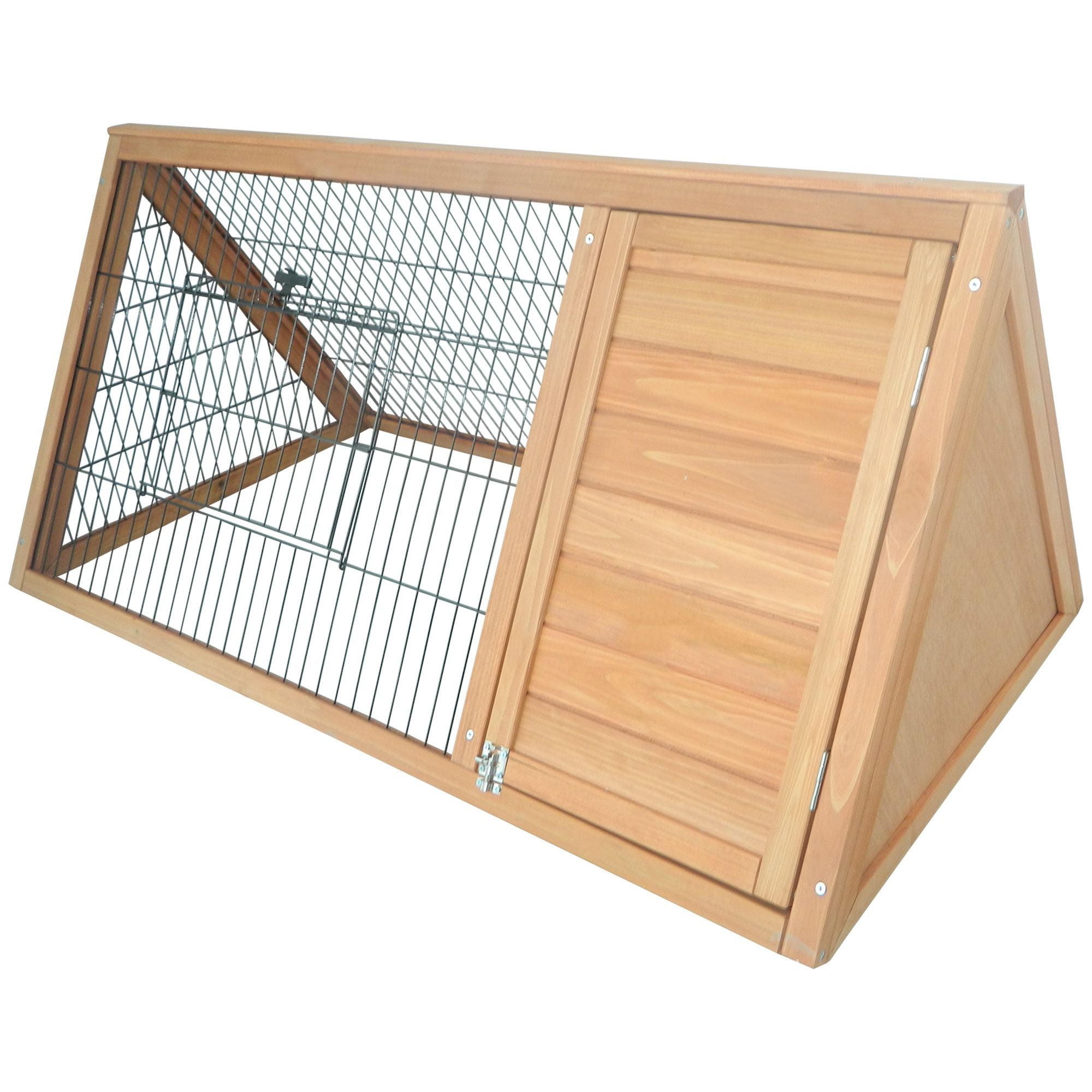furniture-style A-Frame Rabbit Hutch with Outdoor Run & Wire Enclosure