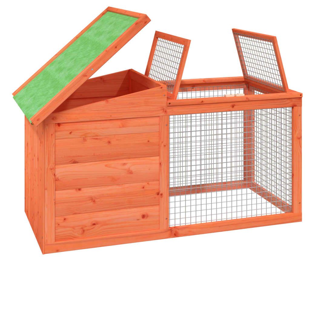 Spacious Solid Pine Rabbit Hutch with Activity Center