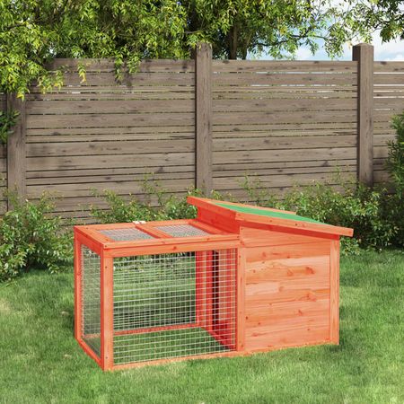 Spacious Solid Pine Rabbit Hutch with Activity Center