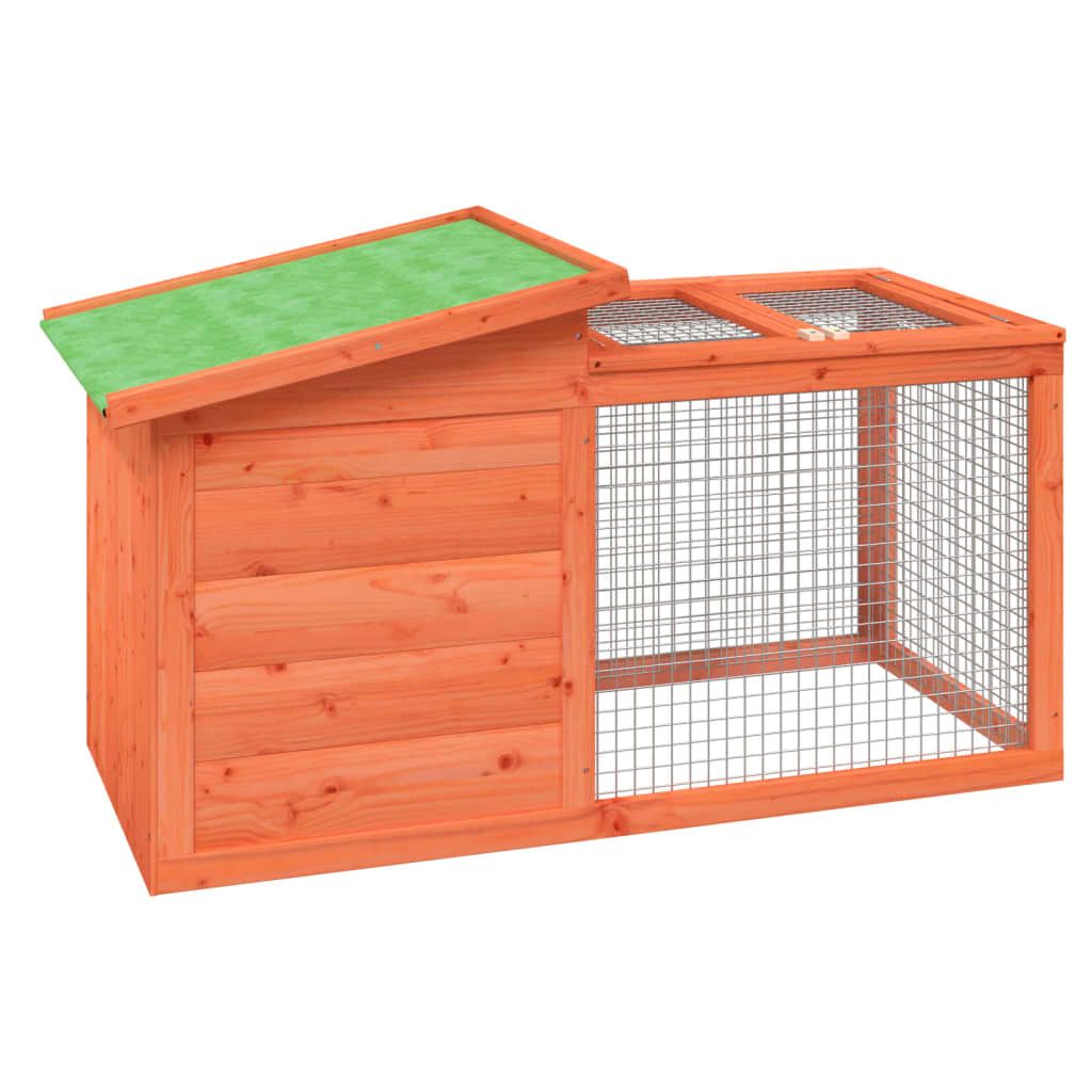 Spacious Solid Pine Rabbit Hutch with Activity Center