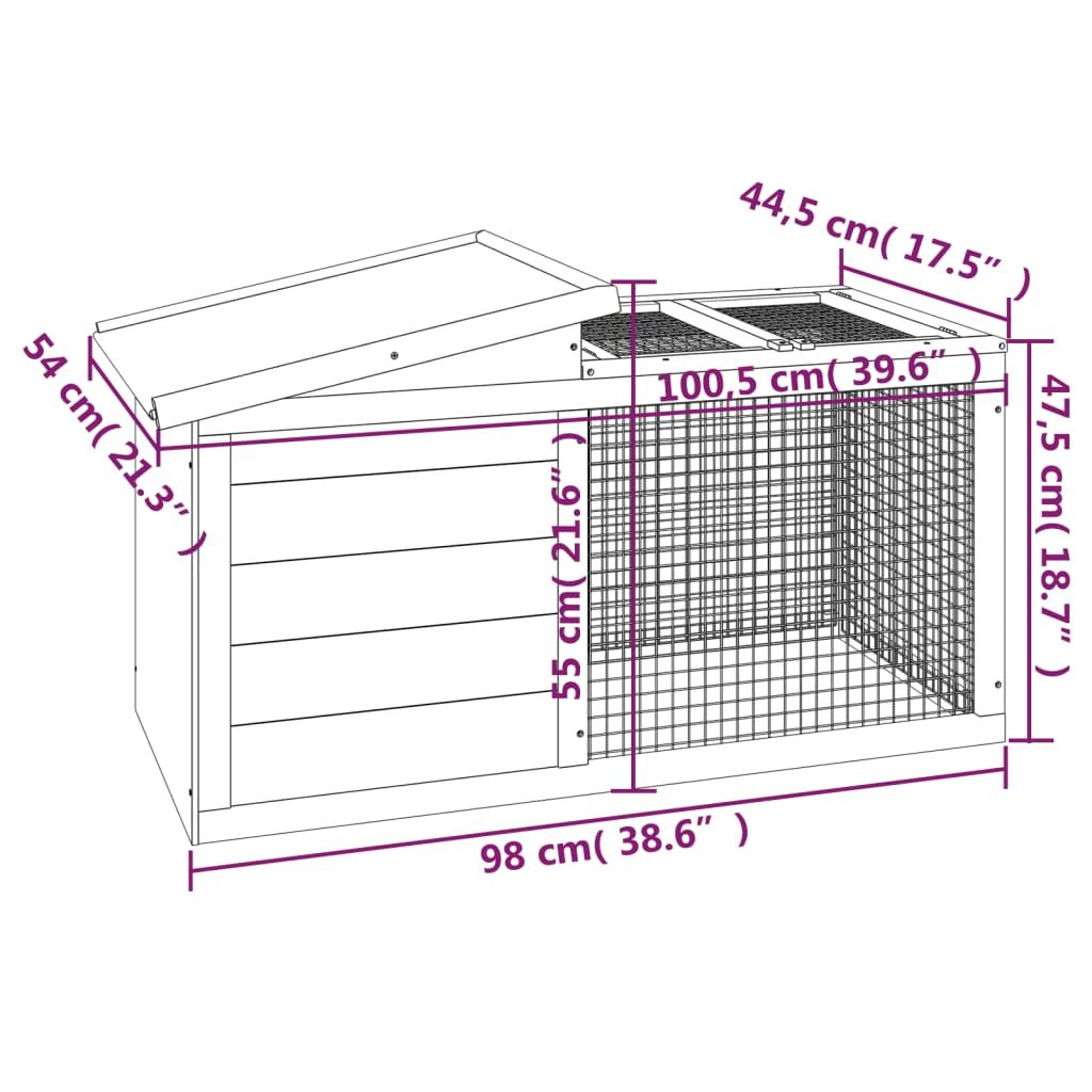Spacious Solid Pine Rabbit Hutch with Activity Center