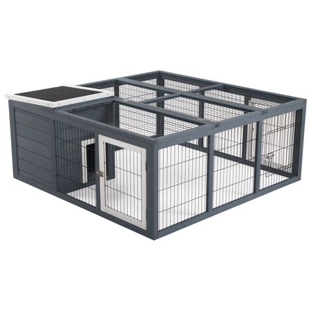 Spacious Rabbit Hutch with Openable Main House for Indoor/Outdoor Use