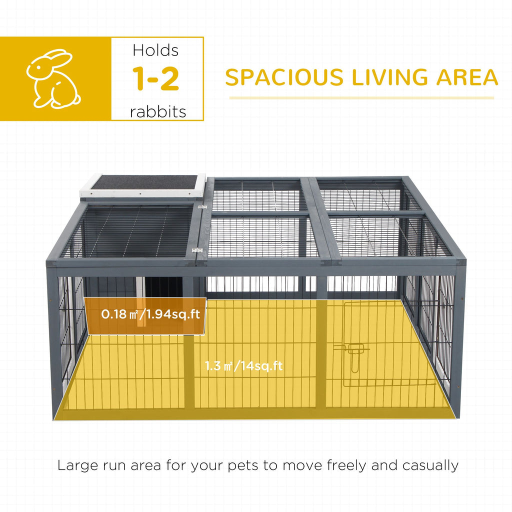 Spacious Rabbit Hutch with Openable Main House for Indoor/Outdoor Use