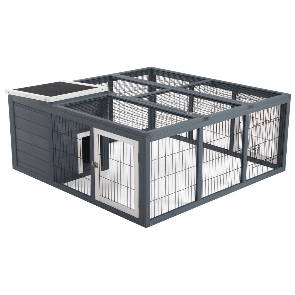 Spacious Rabbit Hutch with Openable Main House for Indoor/Outdoor Use