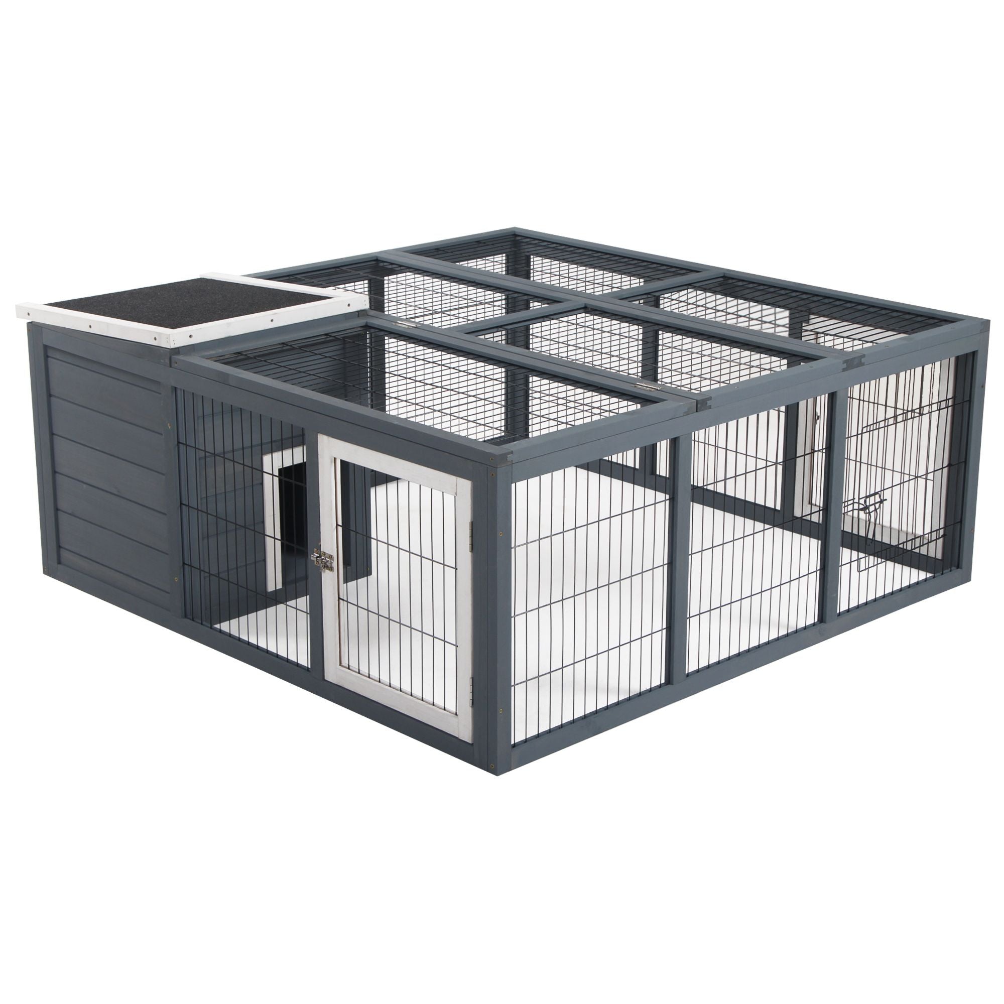 Spacious Rabbit Hutch with Openable Main House for Indoor/Outdoor Use