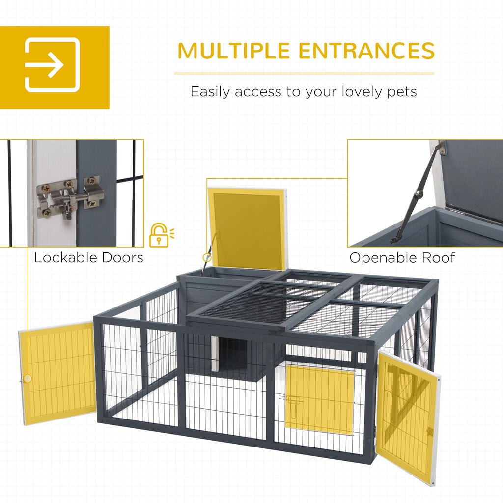 Spacious Rabbit Hutch with Openable Main House for Indoor/Outdoor Use