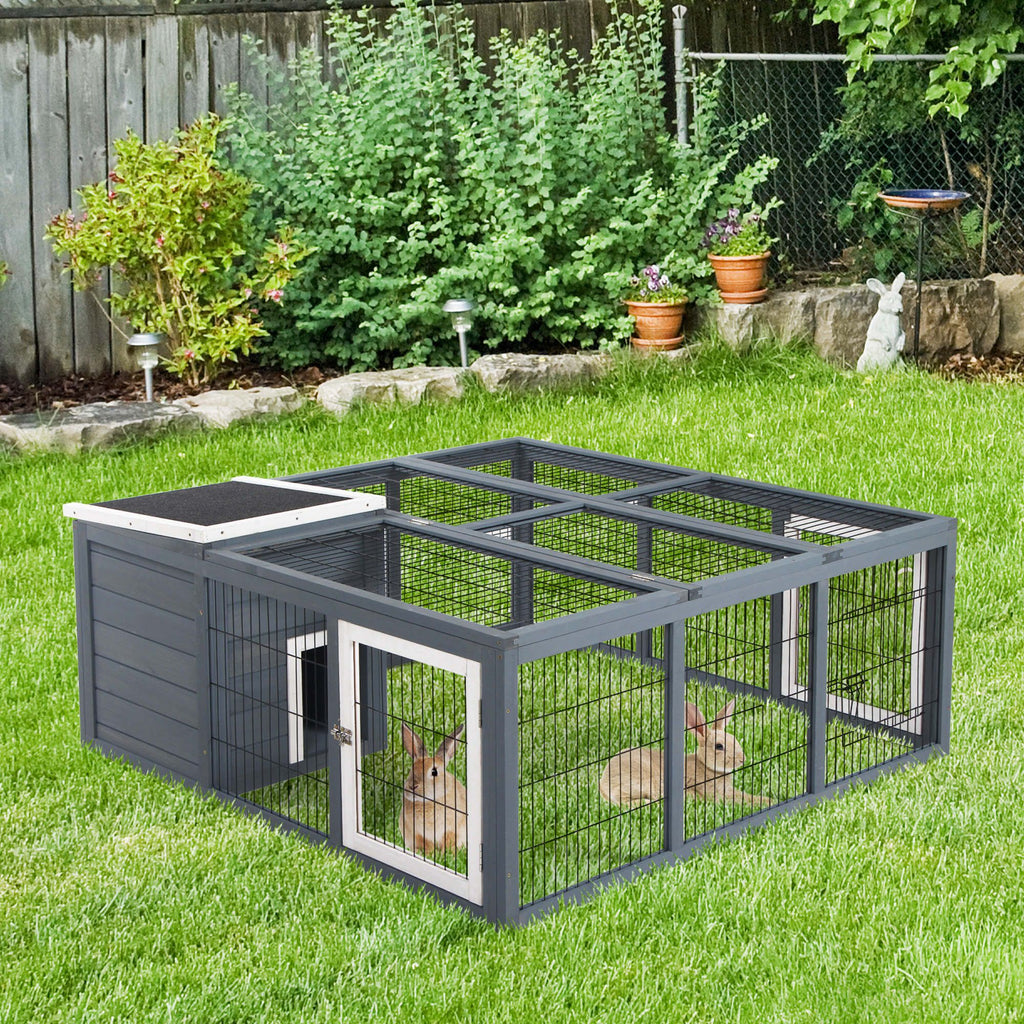 Spacious Rabbit Hutch with Openable Main House for Indoor/Outdoor Use
