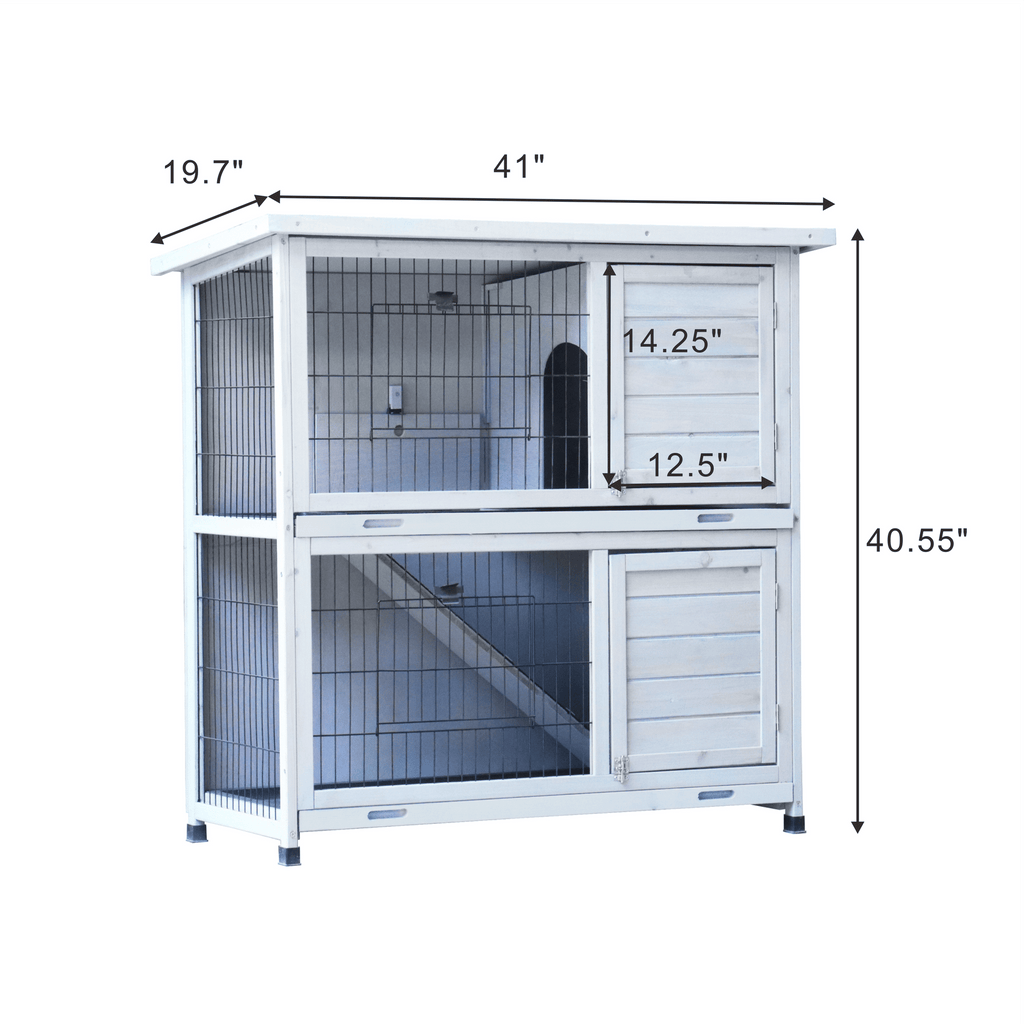 Spacious 2-Story Rabbit Hutch with Deeper No-Leak Trays & Weatherproof Fir furniture-style
