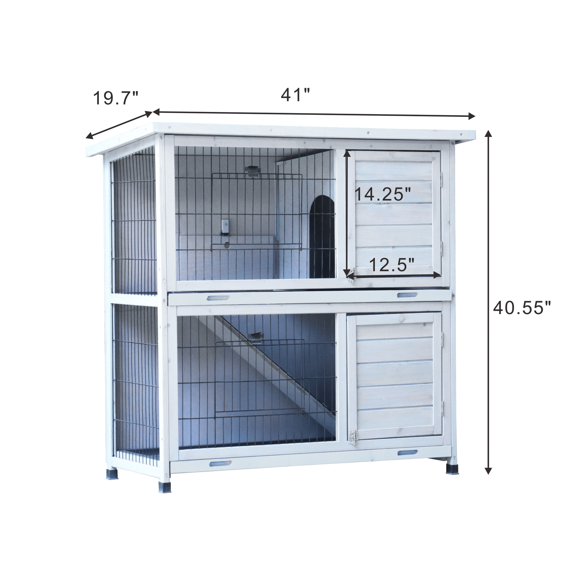 Spacious 2-Story Rabbit Hutch with Deeper No-Leak Trays & Weatherproof Fir furniture-style