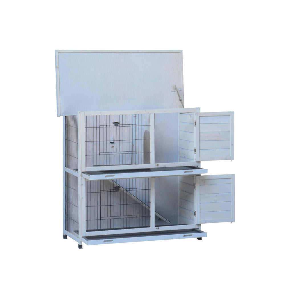 Spacious 2-Story Rabbit Hutch with Deeper No-Leak Trays & Weatherproof Fir furniture-style