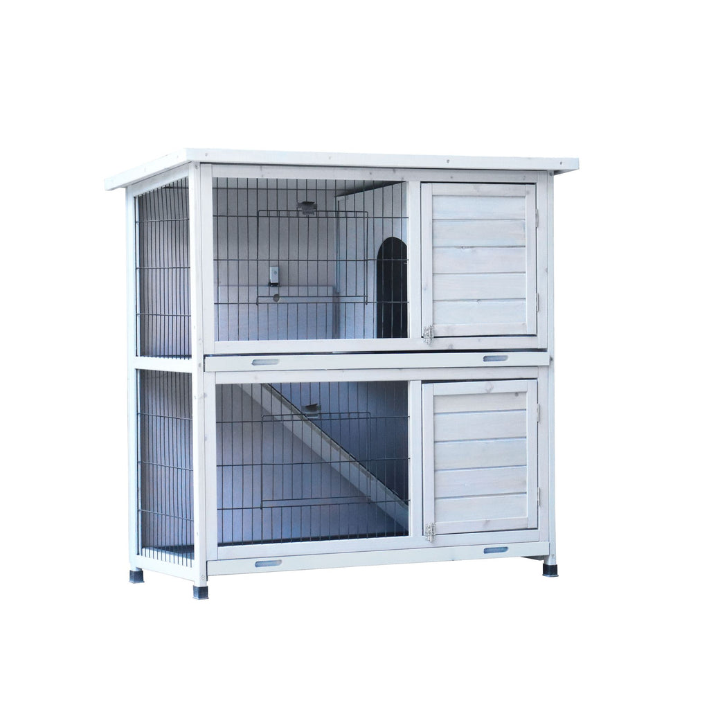 Spacious 2-Story Rabbit Hutch with Deeper No-Leak Trays & Weatherproof Fir furniture-style