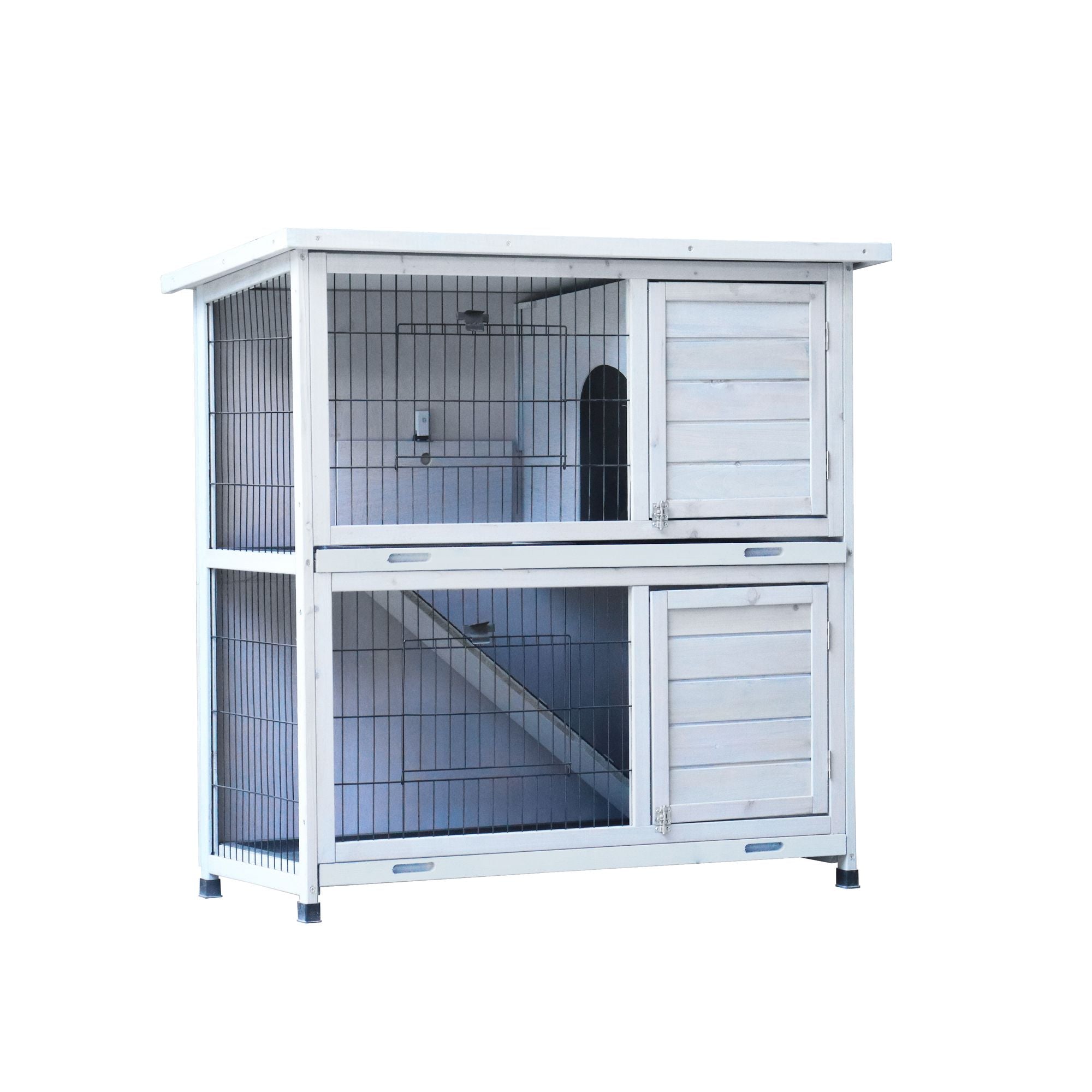 Spacious 2-Story Rabbit Hutch with Deeper No-Leak Trays & Weatherproof Fir furniture-style
