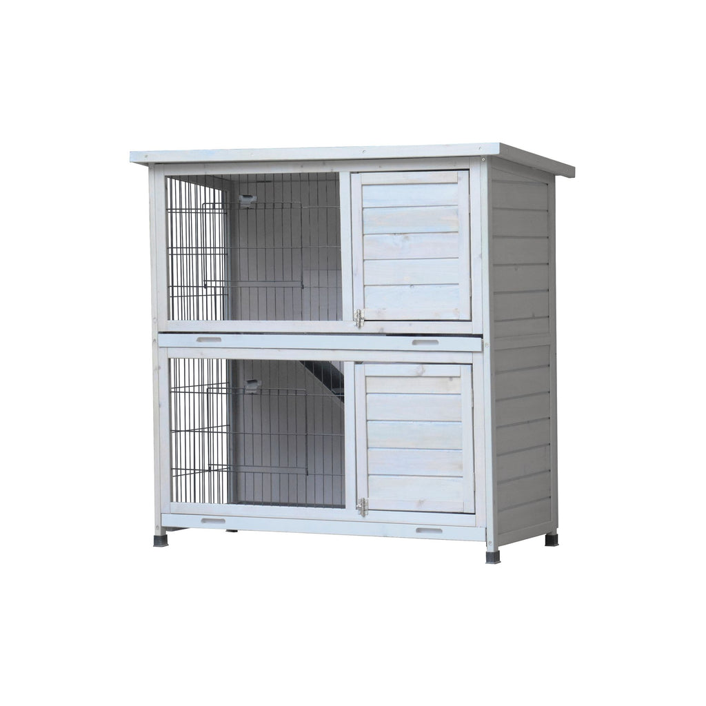 Spacious 2-Story Rabbit Hutch with Deeper No-Leak Trays & Weatherproof Fir furniture-style