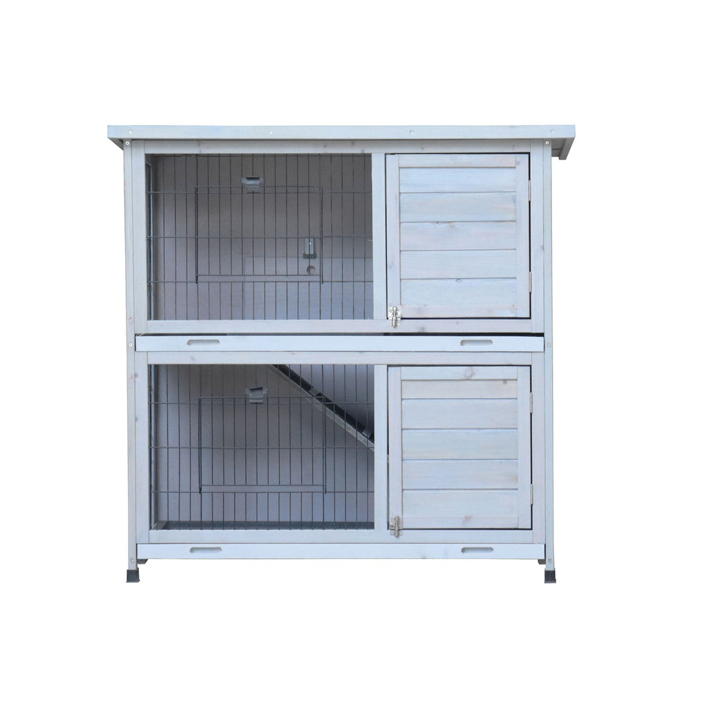 Spacious 2-Story Rabbit Hutch with Deeper No-Leak Trays & Weatherproof Fir furniture-style