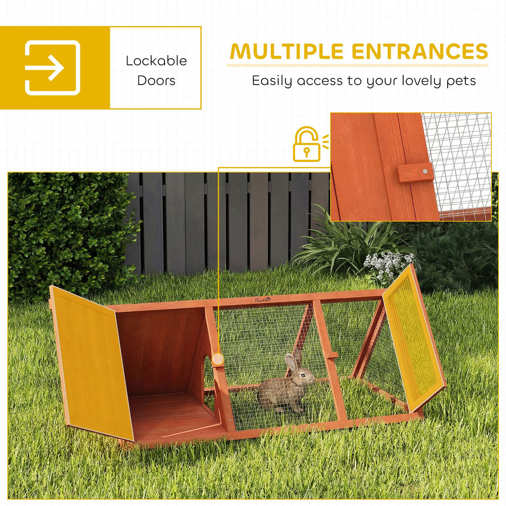 Triangular Rabbit Hutch with Run and Easy-Move Design