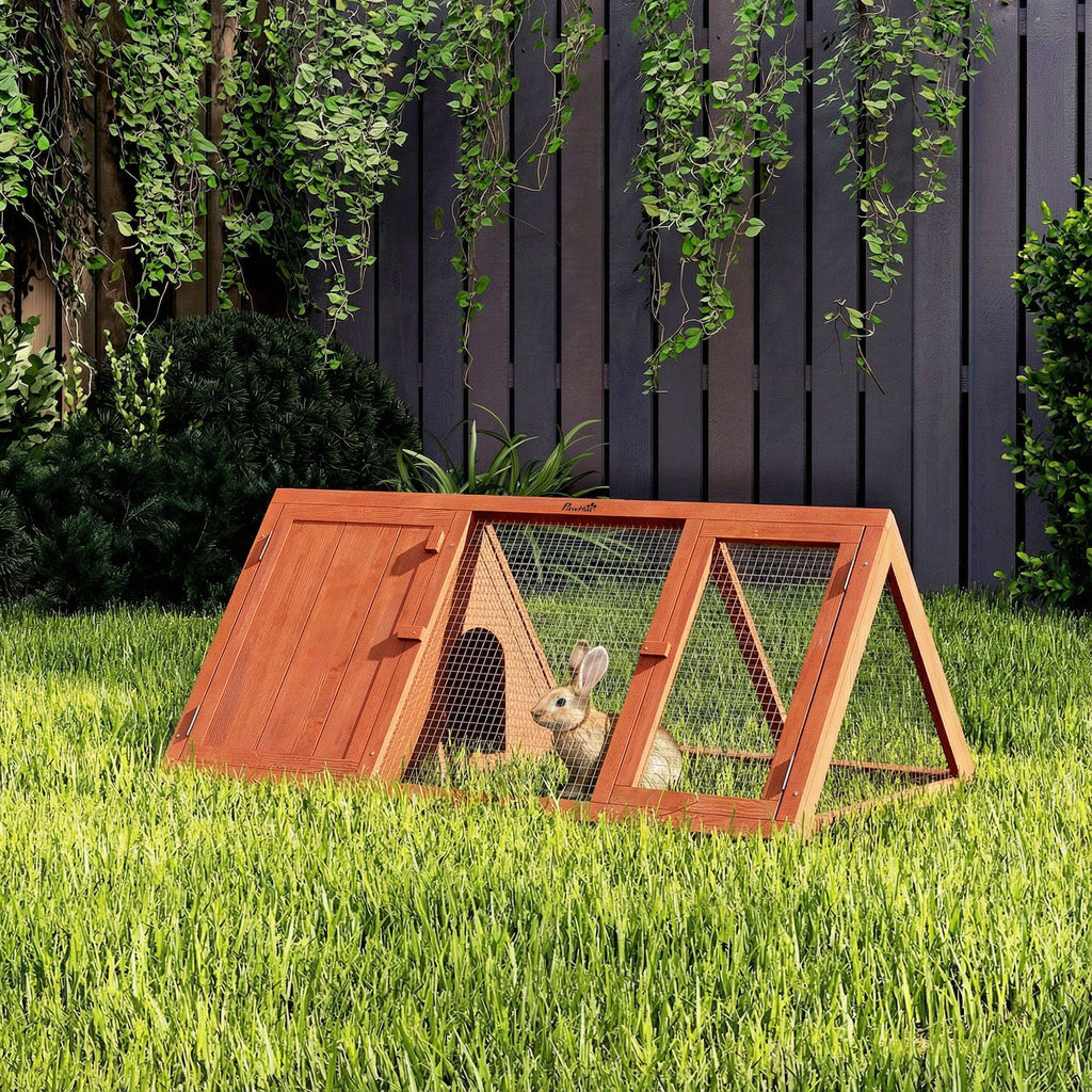 Triangular Rabbit Hutch with Run and Easy-Move Design