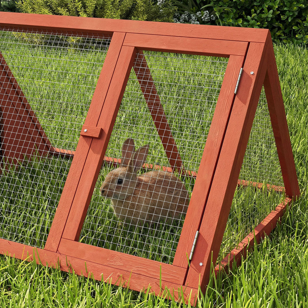 Triangular Rabbit Hutch with Run and Easy-Move Design