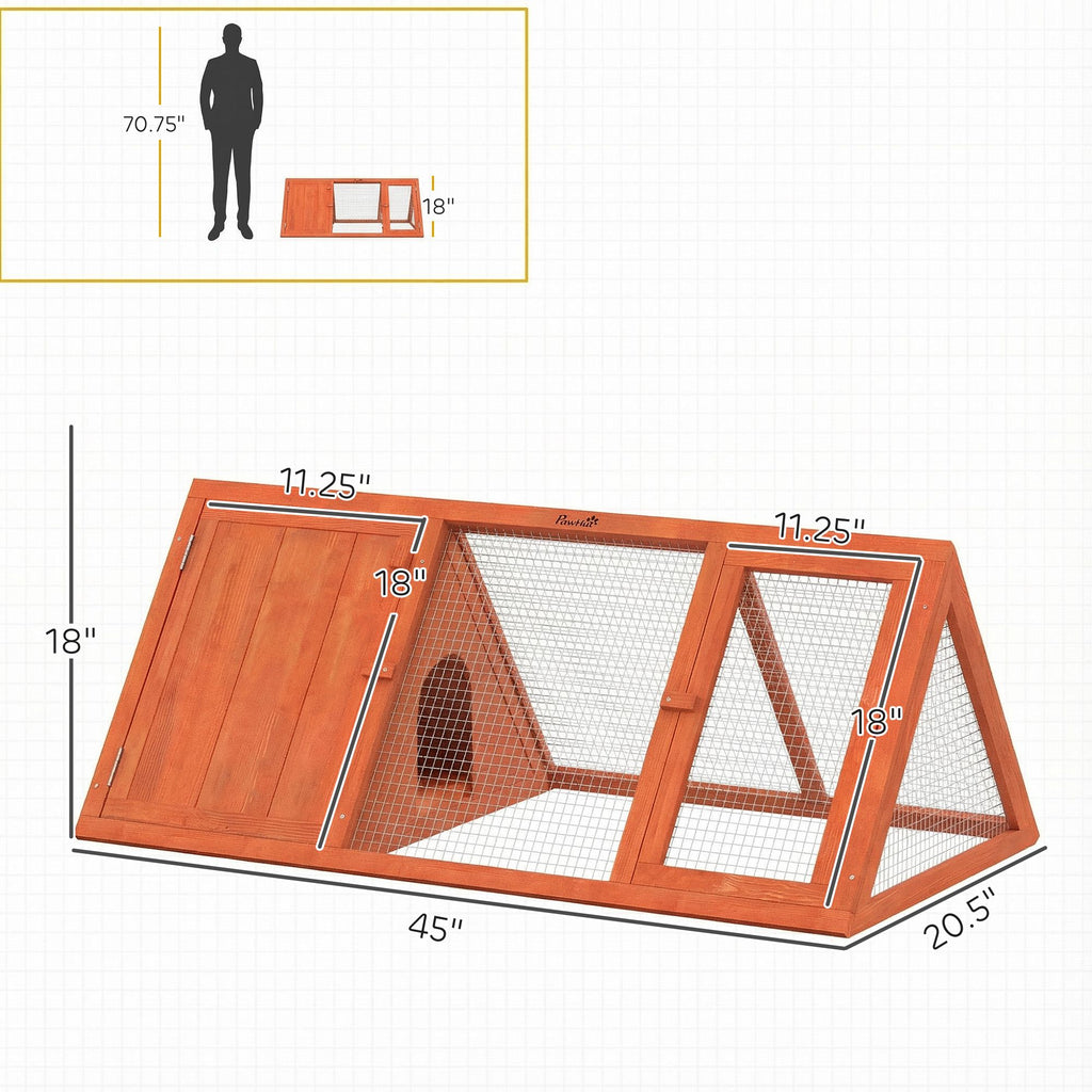 Triangular Rabbit Hutch with Run and Easy-Move Design