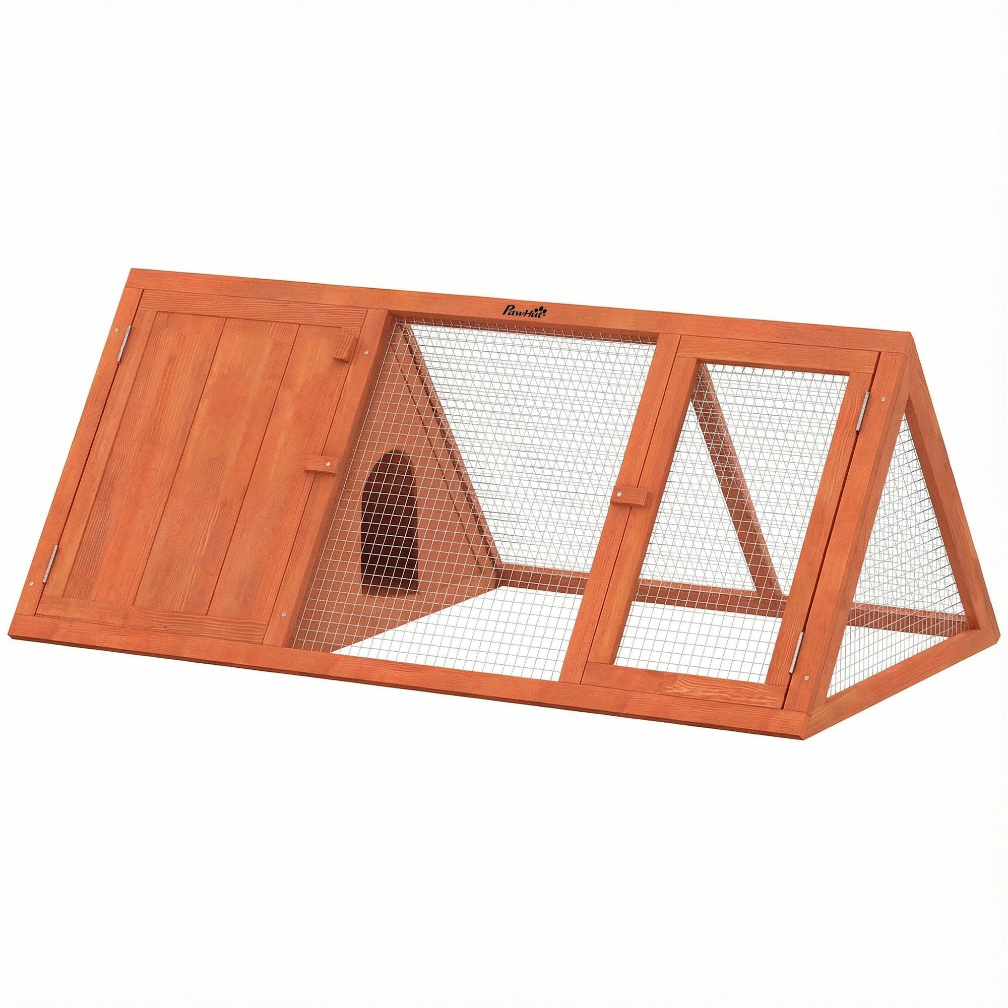 Triangular Rabbit Hutch with Run and Easy-Move Design