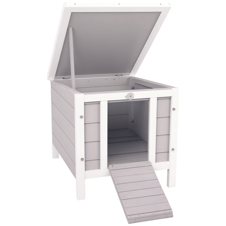 Rabbit Pen, Outdoor furniture-style Rabbit Hutch Bunny Guinea Pig Cage with water-ready Roof Gray