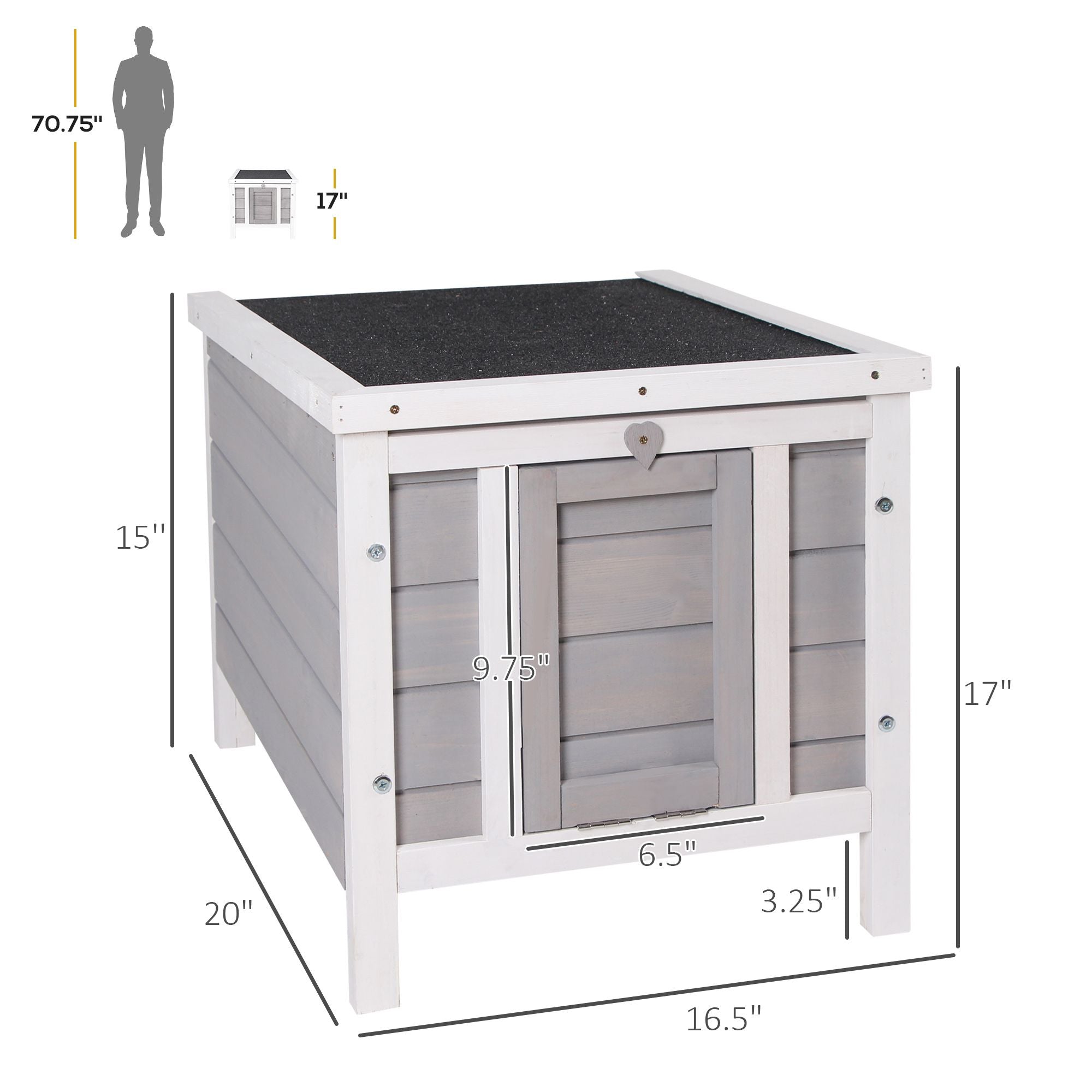 Rabbit Pen, Outdoor furniture-style Rabbit Hutch Bunny Guinea Pig Cage with water-ready Roof Gray