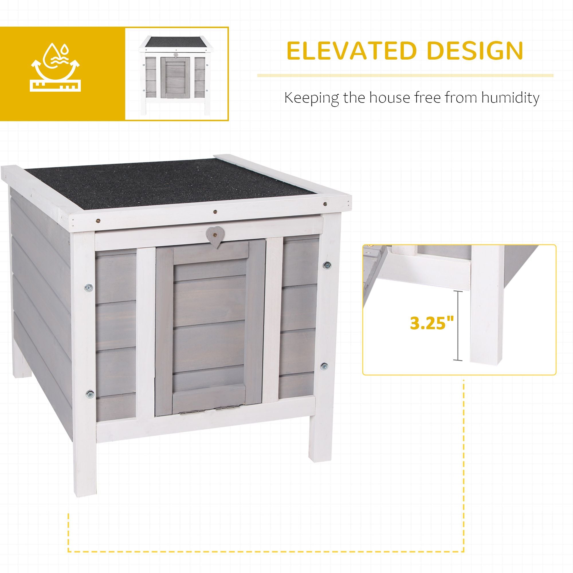 Rabbit Pen, Outdoor furniture-style Rabbit Hutch Bunny Guinea Pig Cage with water-ready Roof Gray