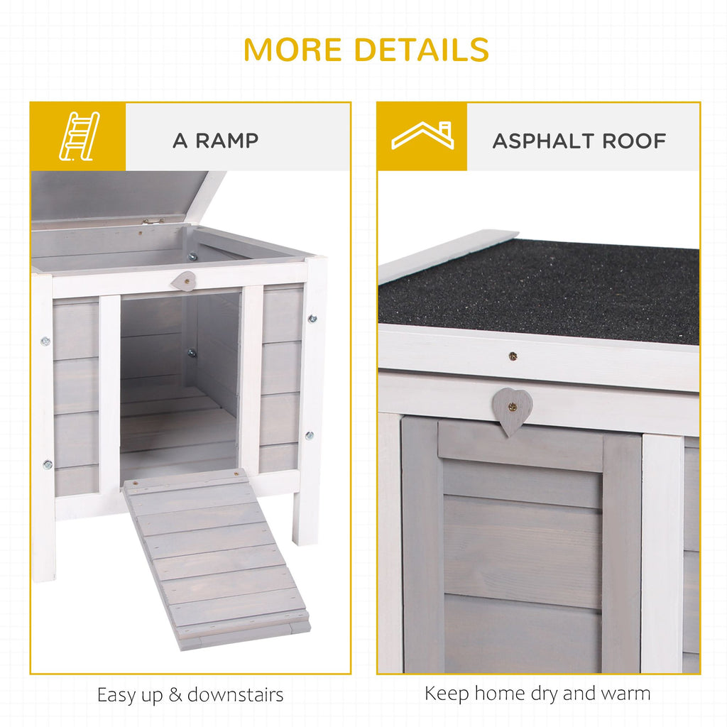 Rabbit Pen, Outdoor furniture-style Rabbit Hutch Bunny Guinea Pig Cage with water-ready Roof Gray