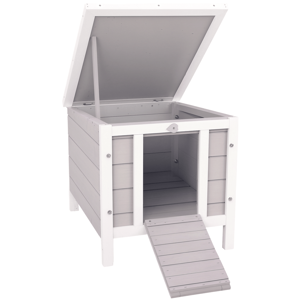 Rabbit Pen, Outdoor furniture-style Rabbit Hutch Bunny Guinea Pig Cage with water-ready Roof Gray