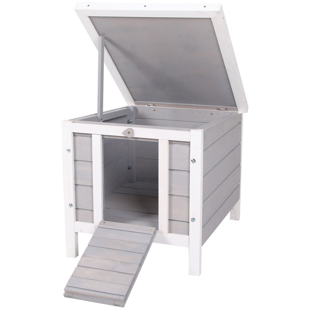Rabbit Pen, Outdoor furniture-style Rabbit Hutch Bunny Guinea Pig Cage with water-ready Roof Gray