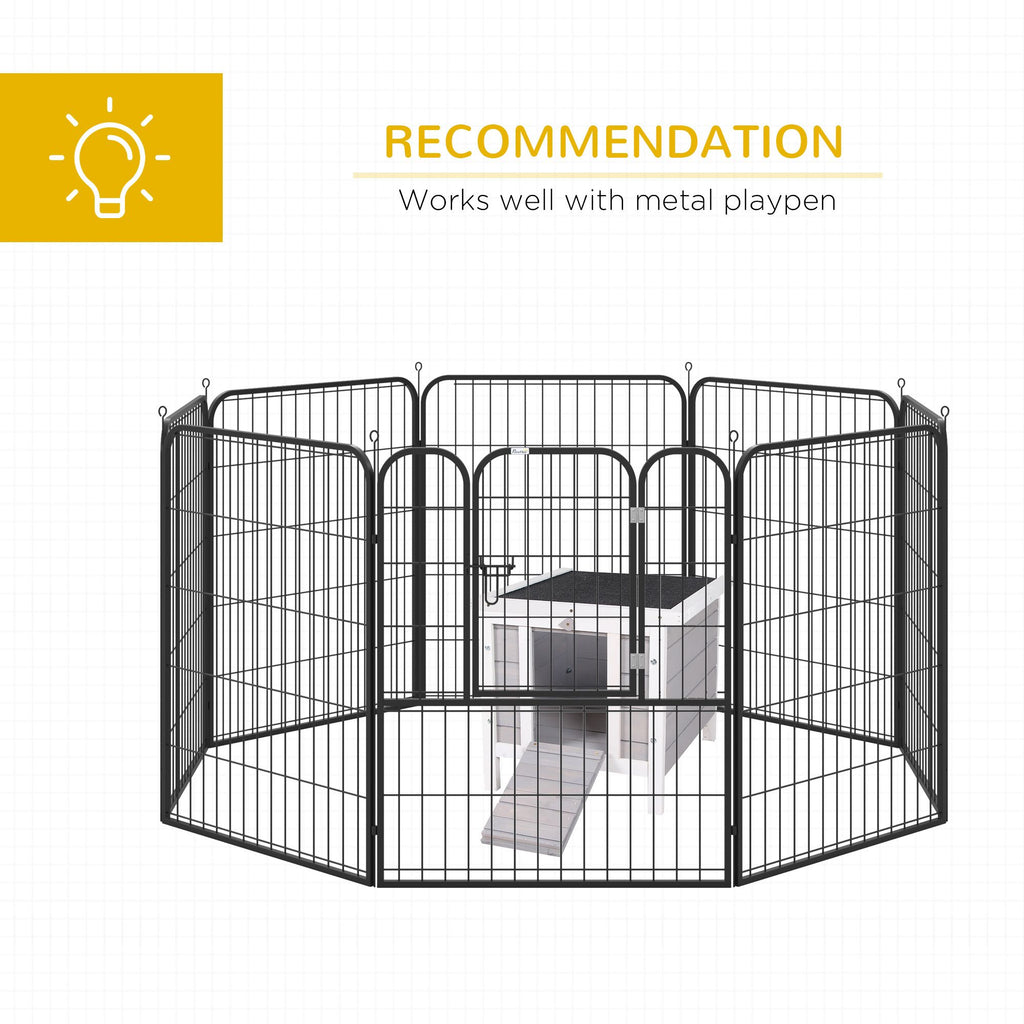 Rabbit Pen, Outdoor furniture-style Rabbit Hutch Bunny Guinea Pig Cage with water-ready Roof Gray