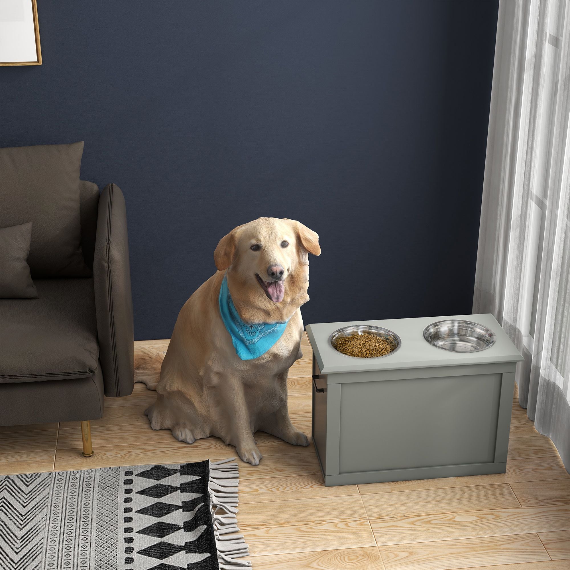 Elevate Your Large Dog's Mealtime with Ergonomic Raised Feeding Station