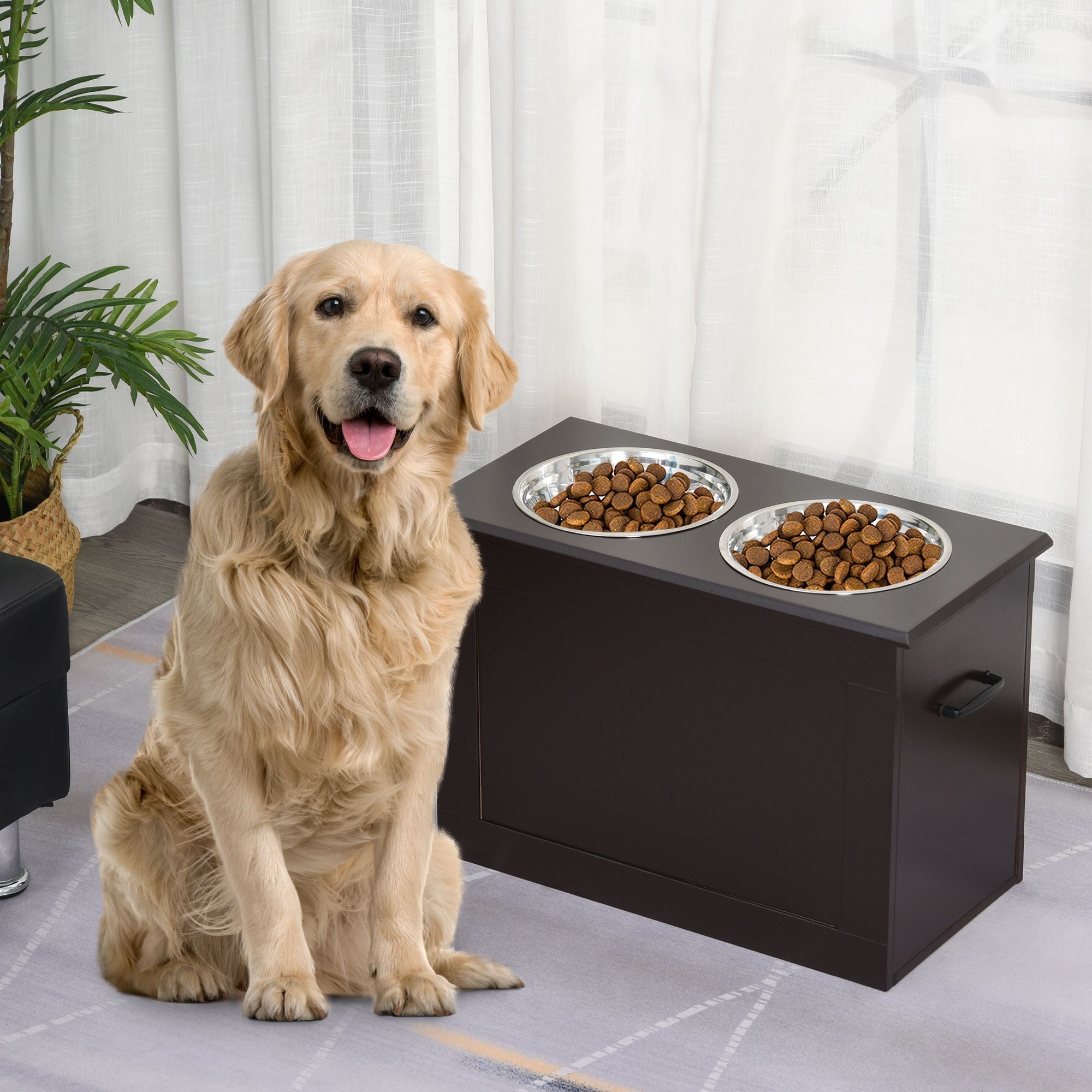 Elevate Your Large Dog's Mealtime with This Raised Feeding Station
