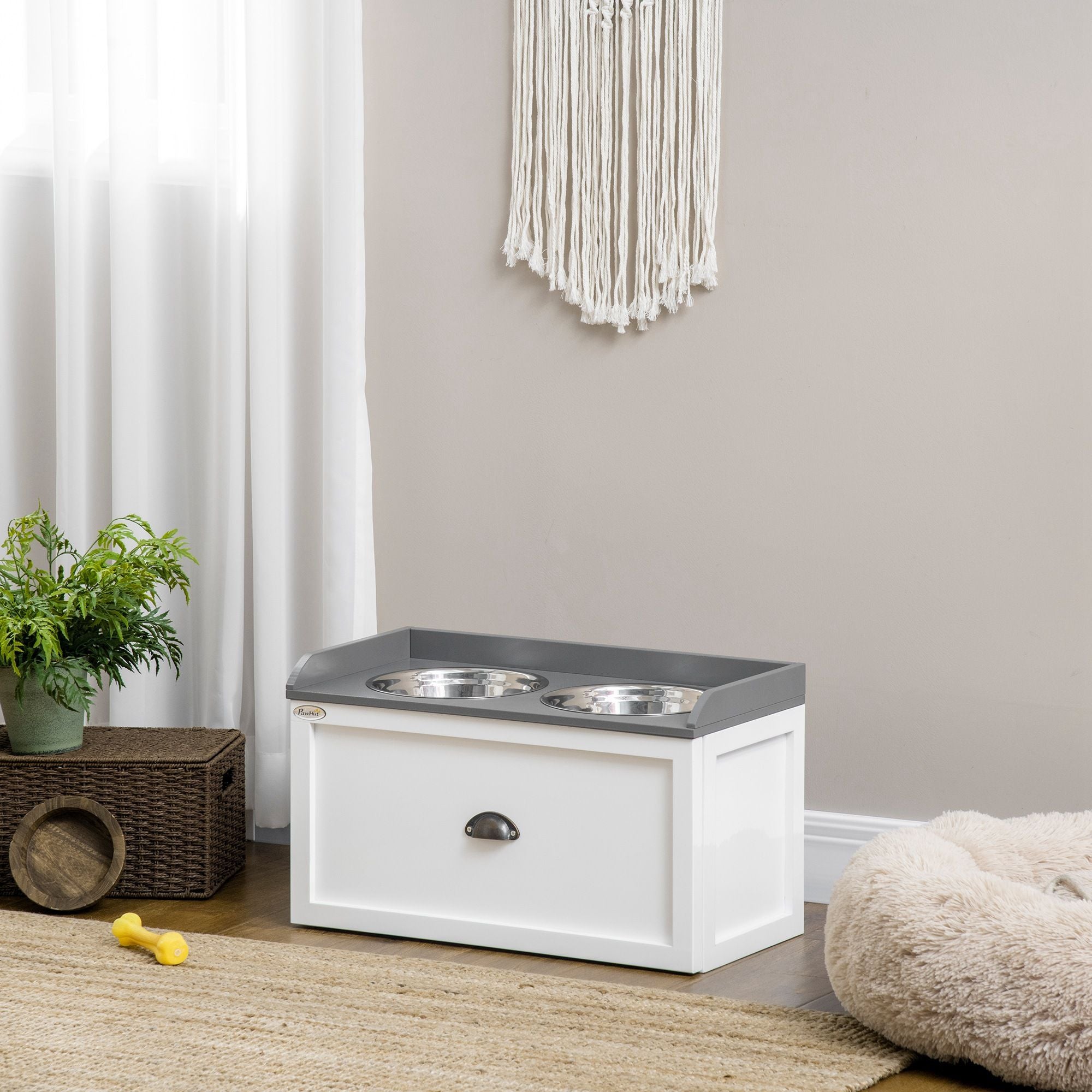 Elevate Your Dog's Dining with a Raised Feeder & Storage Drawer
